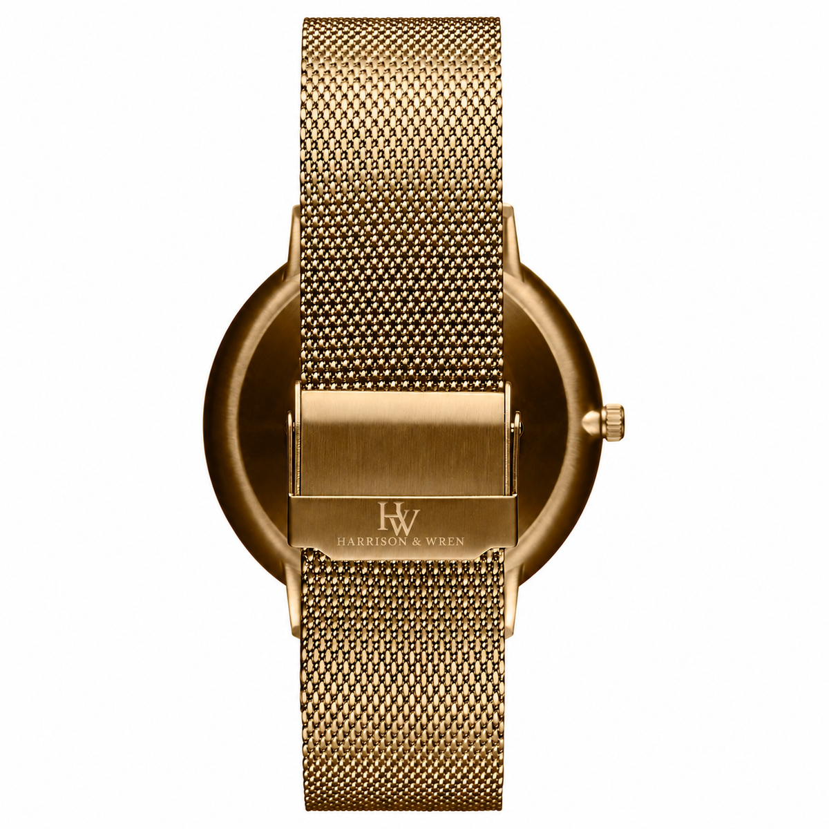 Men's Gold-Tone Mesh Watch - Black Dial
