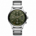 Men's Olive Green Chronograph Watch - Silver Tone