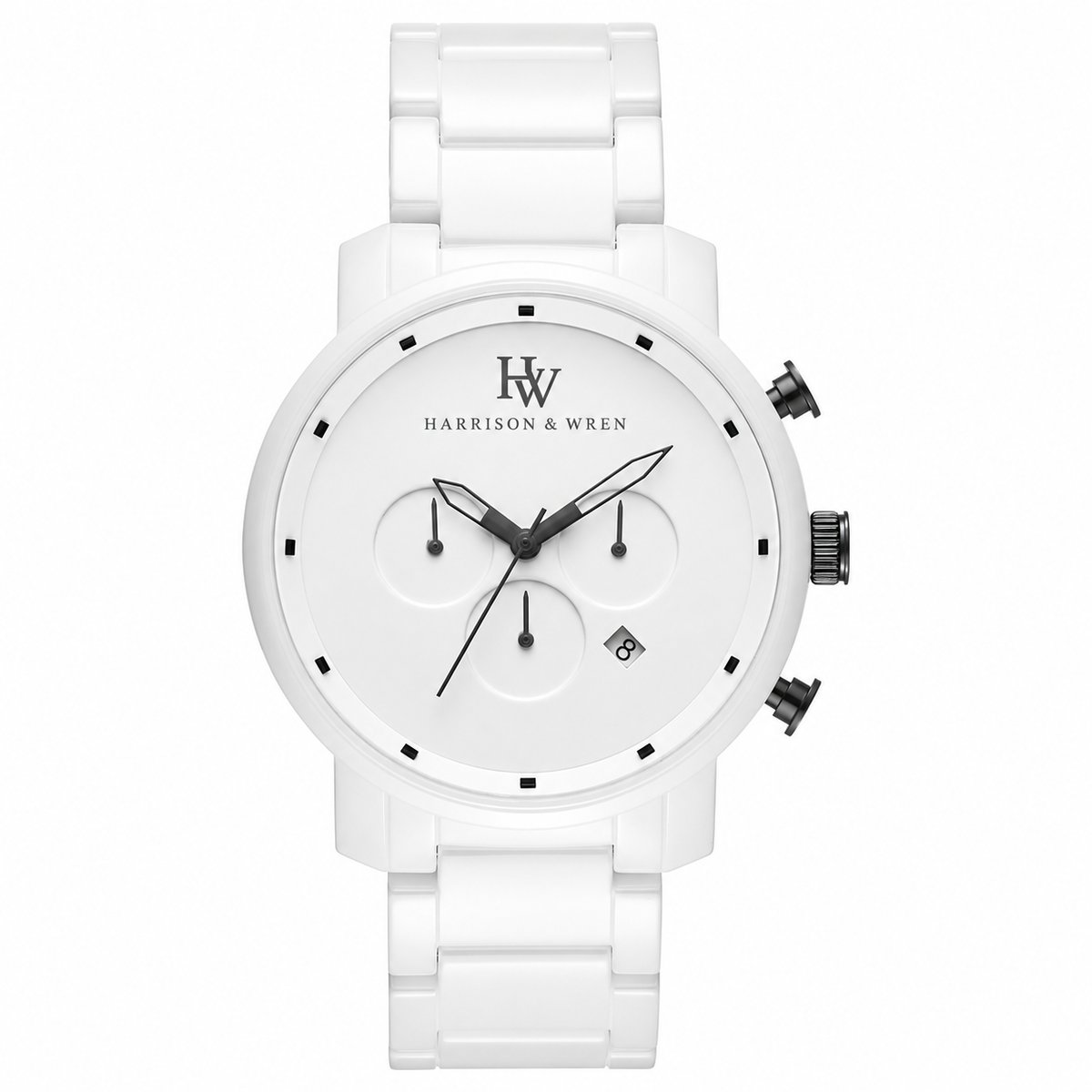 Men's White Chronograph Watch - Black Accents