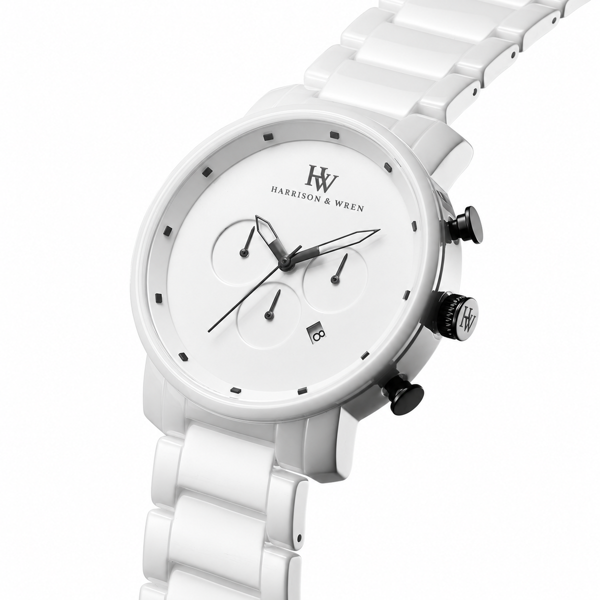 Men's White Chronograph Watch - Black Accents