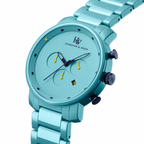 Men's Turquoise Chronograph Watch - Navy & Yellow