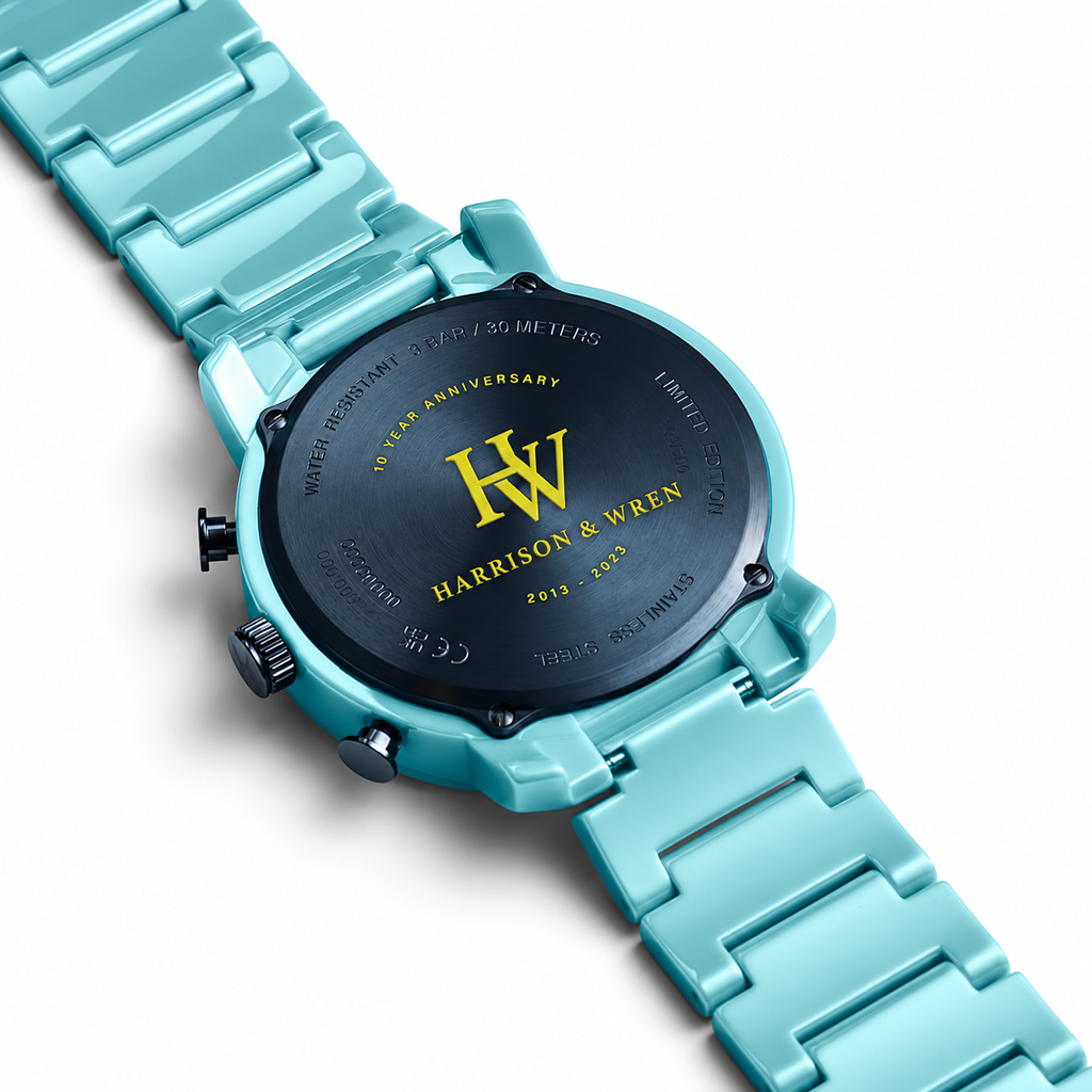 Men's Turquoise Chronograph Watch - Navy & Yellow