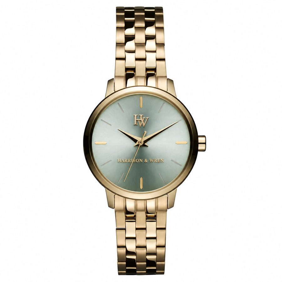Women's Sage Green Dial Watch - Gold Tone